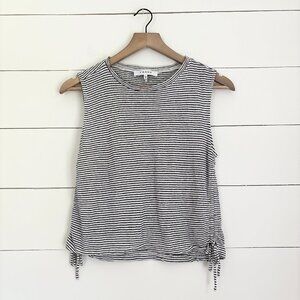 Frame black and white pinstriped tank with ties on the side sz xs
